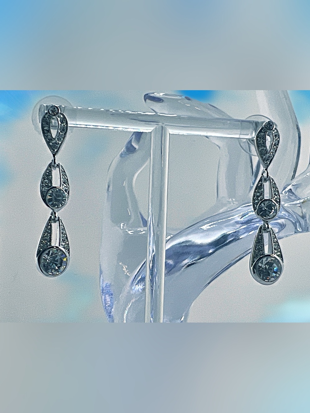 Silver Crystal Drop Earrings - Elegant Silver-Tone Dangle